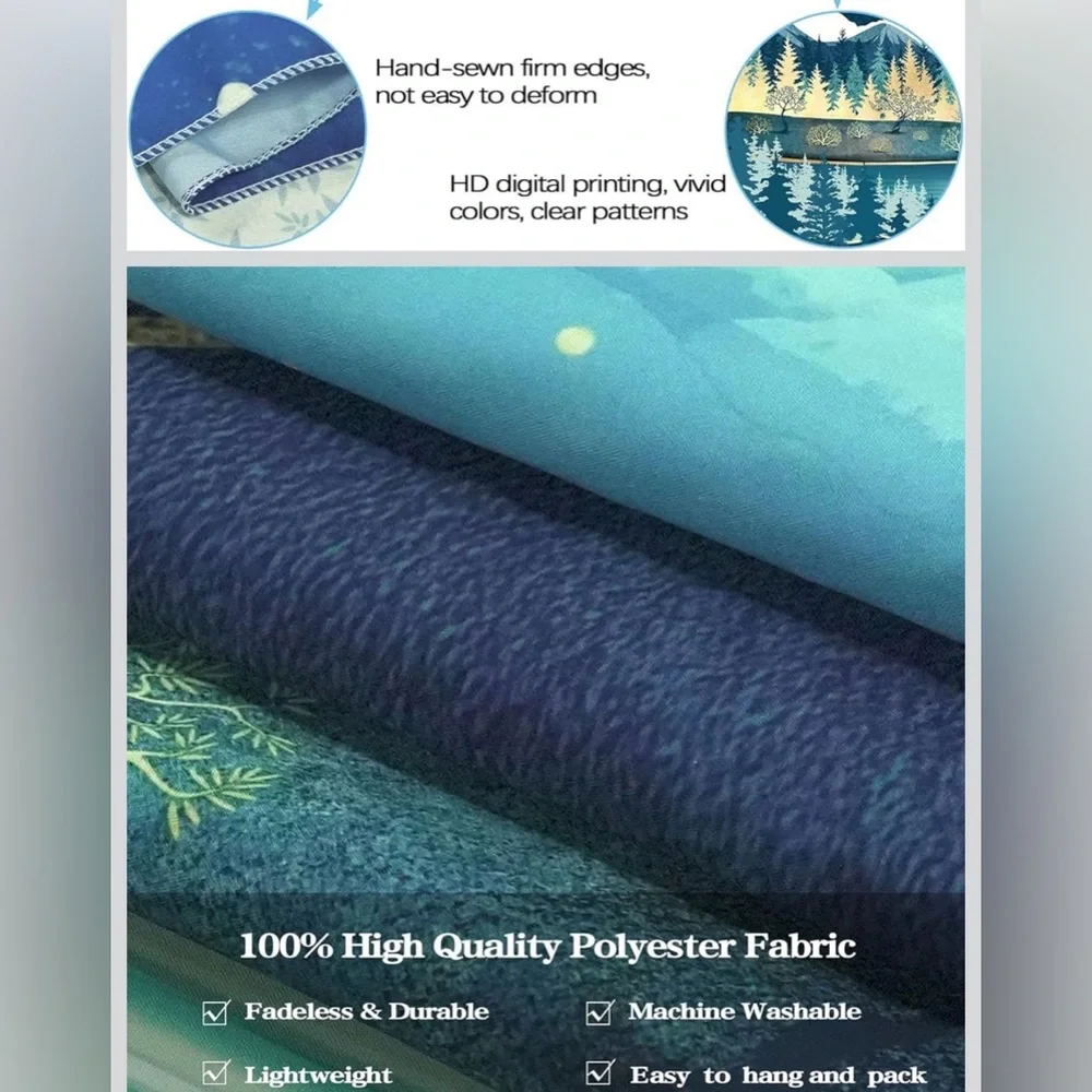 Abstract Moonlight Mountain Ocean Tapestry